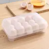 Caixa de Ovos para Geladeira com 15 Compartimentos para Cozinha Doméstica, Recipiente Portátil para Armazenamento de Alimentos, Caixa Transparente para Bandeja de Ovos Atacado