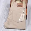 Calça masculina de algodão de primavera com cinco bolsos, fina, cáqui, stretch, modal, reta, sarja, moda masculina, calça casual