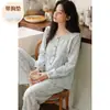 Pijama para Mujer con Almohadillas en el Pecho, Estilo Delgado para Primavera y Otoño, Manga Larga y Pantalón Largo, Estilo Princesa, Conjunto Casual Holgado para Mujer