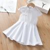 Vestido de Menina Verão 2025 Novo Vestido de Verão para Bebê Menina Vestido de Princesa Infantil Vestido Cheongsam Manga Curta Branco