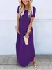 2026 Europeo y Americano Amazon Comercio Transfronterizo Viajero Casual Atuendo para Salida de Primavera Vestido de Mujer Cuello Redondo Bolsillo Manga Corta