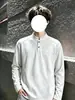 Camiseta de manga larga de color liso versátil con cuello henley para hombre y adolescente, moda otoñal para hombre, camiseta básica de estilo americano de moda