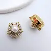 Brincos Pulseira Colar Acessórios Espaçadores Multi-Furos Pérola Zircônia Cor Preservada Banhado a Ouro Acessórios para Miçangas Artesanais DIY