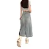Falda midi vaquera para mujer, nueva colección primavera/verano 2026, de tiro alto, estilizante, casual, con abertura y dobladillo de cola de pez