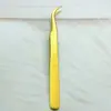 Pinça Dourada Fosca/Pinça para Cílios de Alongamento Alta Precisão Clipe Pena Dourada/Clipe Golfinho Pinça Flor de Cílios