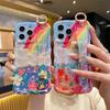 Funda para iPhone 16 para Apple 15 Pro Max con diseño de flores arcoíris y pulsera 14 Pro Twisted Blue Light 13/12