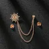 Novedoso Diseño Accesorios de Moda: Broche de Cadena de Estrella de Ocho Puntas Incrustada con Diamantes para Hombre, Broche Sencillo y de Alta Gama para Traje