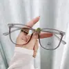 Gafas Antiluz Azul Estilo Coreano Sin Graduación para Caras Grandes, Gafas Adelgazantes de Aspecto Natural, Montura Cuadrada Trendy de PC para Miopía