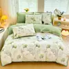 Juego de ropa de cama de cuatro piezas engrosado, cálido, de algodón puro con vellón de leche para otoño e invierno, juego de ropa de cama para bebé de algodón puro con vellón de leche, oferta especial