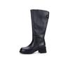 Tacón de 5 cm, Botas de Caballero de Cuero de Vacuno de Primera Capa para Mujer, Botas Largas Retro de Alta Calidad para Otoño e Invierno con Cremallera Lateral, Botas Altas de Cuero Genuino