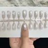 Unhas Usáveis Diárias Nude Olho de Gato Pérola com Franja Lateral, Pontas de Unha Removíveis, Unhas Postiças de Alta Qualidade, Novas Unhas Usáveis