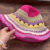 Sombrero de Paja Calado Arcoíris de Dopamina para Mujer Verano Nuevo Vacaciones Junto al Mar Sombrero Parasol Protector Solar Cabeza Grande Wai Sombrero de Pescador