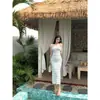 Vestido de punto a rayas estilo hermana real transfronterizo, top tipo tubo para mujer, verano, chica hot, falda larga ajustada que realza la figura, adelgazante, Ins