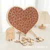 Cartão de Mesa de Assinatura para Casamento, Decoração de Casamento em Formato de Coração, Ornamento de Artesanato em Madeira, Cartão de Assinatura para Casamento ao Ar Livre