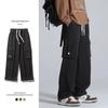Calças de ferramentas de rua de estilo americano para homens primavera e outono preto para todos os jogos solto perna reta na moda calças casuais para meninos