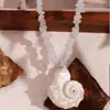 Colar Gargantilha Boho com Pedras Naturais em Lascas e Concha do Mar para Mulheres Joias de Praia Oceânica