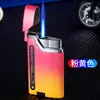 Nuevo Encendedor de Chorro Azul Metálico con Llama, Recargable, Antiviento, Electrónico, Tanque de Gas Visible, Regalo Personalizado de Alta Gama para Novio, Moderno