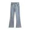 Jeans Micro Lara Color Claro para Mujer Talla Grande Pantalones de Pierna Ancha chic Ajustados Elásticos Ceñidos Versátiles Cintura Alta Pantalones de Campana