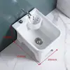 Fregadero de balcón para mopa con reposapiés, lavabo para fregar mopas, lavabo con desagüe lateral y cesta escurridora, drenaje automático, cerámica