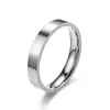 Europa y Estados Unidos transfronterizo 4mm 3mm arco interior plano exterior anillo liso de acero inoxidable moda japonesa y coreana acero de titanio joyería simple