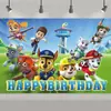 Equipo de Patrulla Fronteriza Fondo de Cumpleaños Fiesta de Perros Paw Patrol Decoración Pancarta Escenario Accesorios Bandera