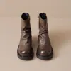 Botas Martin para Mulheres 2026 Novo Estilo Outono Botas Curtas com Salto Empilhado Botas Marrons de Solado Grosso Botas Western Cowboy