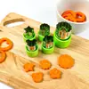 Conjunto de 12 Peças de Protetores de Mão de PP, Cortadores de Biscoito de Aço Inoxidável, Decoração para Lancheira, Cortadores de Melão e Vegetais, Ferramentas de Corte de Flores para Cozinha
