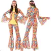 Disfraces de Halloween para Hombres y Mujeres Retro 70s Hippie Disfraces de Baile para Actuaciones Disfraces de Escenario para Fiesta en Discoteca Bar