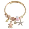 1 Pulseira Metálica Versátil e Fashion com Pingentes Simples de Tartaruga e Estrela do Mar, Acessórios Multi-Elementos e um Design Único