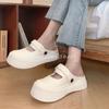 Moda feia fofa novo verão ao ar livre calçados dedo do pé grande sapatos brancos femininos simples caindo estilo praia Mary Jane sandálias