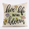 Funda de almohada de flor de coche de primavera nueva transfronteriza funda de cojín de lino con transferencia térmica funda de almohada decorativa para sofá de sala de estar
