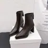 Botas Impermeables Versión Taiwanesa Tacón Grueso Persona Baja Estilo Nuevo Tacón Alto Martin Botines Cortos Mujer Piel Suave Otoño/Invierno Botas Adelgazantes Estilo Francés