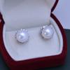 Pendientes de perla blanca de agua dulce de 11-12 mm, redonda, fuerte, ligera, con defectos finos, pendientes circulares de plata S925 para mujer, venta al por mayor