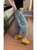 Jeans Rasgado de Cintura Alta Novo de Verão 2026 para Mulheres, Modelagem Solta, Emagrecimento, Calças Harem Cenoura Cropped