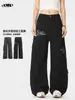 Macacão OREETA Americano com Estampa de Letras, Múltiplos Bolsos, Resistente ao Desgaste, Resistente à Sujeira, Perna Larga, Calça Casual, Transfronteiriço para Homens e Mulheres