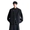 Nova jaqueta de terno preta estilo chinês oversized para homens, adequada para primavera e outono, com um visual moderno, sofisticado e estiloso, e um caimento relaxado e solto
