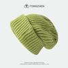 Gorro de lana pequeño con cara grande para mujer, gorro de invierno de talla grande para otoño e invierno, gorro de punto grueso con circunferencia de cabeza grande, gorro negro suelto
