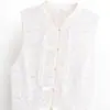 Estilo INS Venda Quente de E-commerce Transfronteiriço 2026 Nova Moda Europeia e Americana Roupas Femininas Botão Decorativo de Nó de Corda Renda em Relevo Top