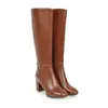 Fábrica de Comércio Exterior Botas Femininas Salto Bloco Salto Alto Bico Quadrado Modernas Versáteis Quentes Confortáveis Botas Longas Sapatos Femininos Botas de Cano Alto Sapatos Femininos