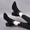 Zapatos de Mujer Chunqiu de Tacón Bajo Chunqiu Zapatos de Mujer de Tacón Bajo 2026 Estilo Nuevo Invierno Más Terciopelo Superficie de Terciopelo Piel Suave Botines de Tacón Alto