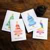 Tarjetas de felicitación navideñas de árbol de Navidad de acuarela de cuatro lados transfronterizas con sobres tarjetas de felicitación navideñas pintadas a mano tarjetas de felicitación navideñas