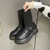 2026 Botines Nuevos para Mujer, Estilo Británico, Suela de Plataforma, Caña de Calcetín Elástica Tejida, Botas de Moda, Botas Nuevas para Mujer