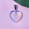 Venda quente transfronteiriça amor 20mm pingente pedra de cristal natural coração formato de coração de pêssego colar acessórios de joias artesanais diy