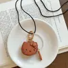 Collar Largo con Colgante de Gato de Dibujos Animados Dulce y Lindo en Cuero para Mujer, Exquisito y Dulce Colgante para Bolso y Teléfono