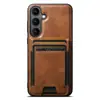 Funda para teléfono Samsung S26Ultra con ranura para tarjetas S25Plus Carga inalámbrica Soporte magnético Magsafe Funda de cuero