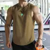 Comércio Exterior Transfronteiriço 2023 verão masculino esportivo lazer músculo fitness malha regata masculina brócolis