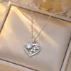 Collar de Corazón Francés con Pedrería Irregular Micro-Pavimentado Cadena Versátil de Moda para Mujer Cadena Exquisita para Clavícula Corazón Dulce