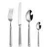 Juego de Cubiertos de Acero Inoxidable Columna Romana Dorada Caja de Madera 24 Piezas Estilo Occidental Cuchillo para Bistec, Tenedor y Cuchara