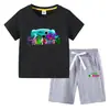 Camiseta infantil de verano 2023, nueva ropa infantil de comercio exterior, pantalones de manga corta de algodón coreano para niños, traje de dos piezas
