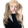 Peluca Transfronteriza para Mujer Cabello Largo Estilo Coreano Peinado Rubio Cabello Largo Rizado Lolita Ciber Celebridad Cobertura Completa de Cabeza Peluca Natural Esponjosa